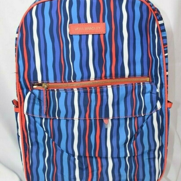 Vera Bradley Handbags - Vera Bradley COBALT STRIPE Preppy Poly Backpack